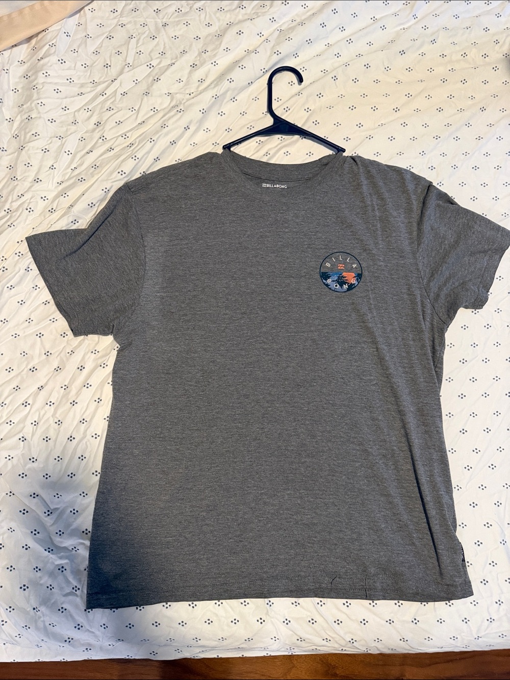 Billabong Men's Heather Gray Short Sleeve Tee with Surf Patch